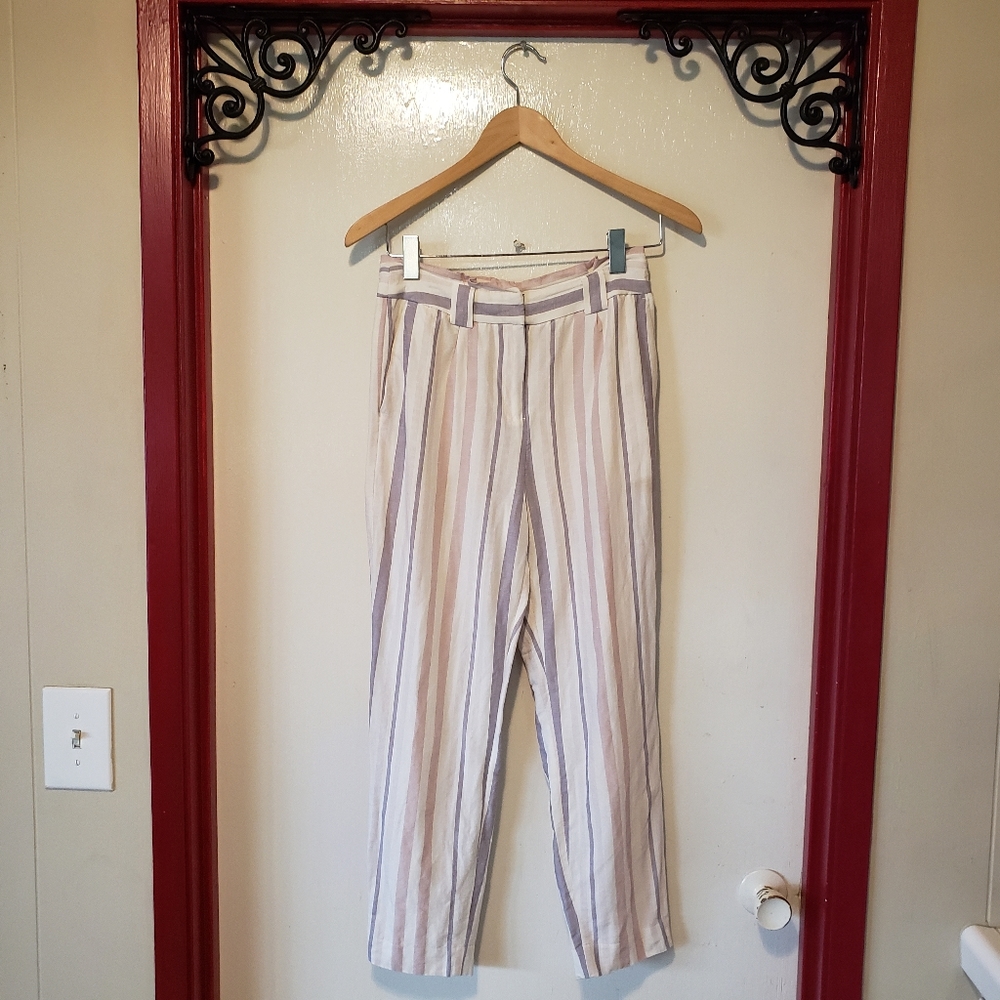 Express Linen Blend Ankle High-rise Pants